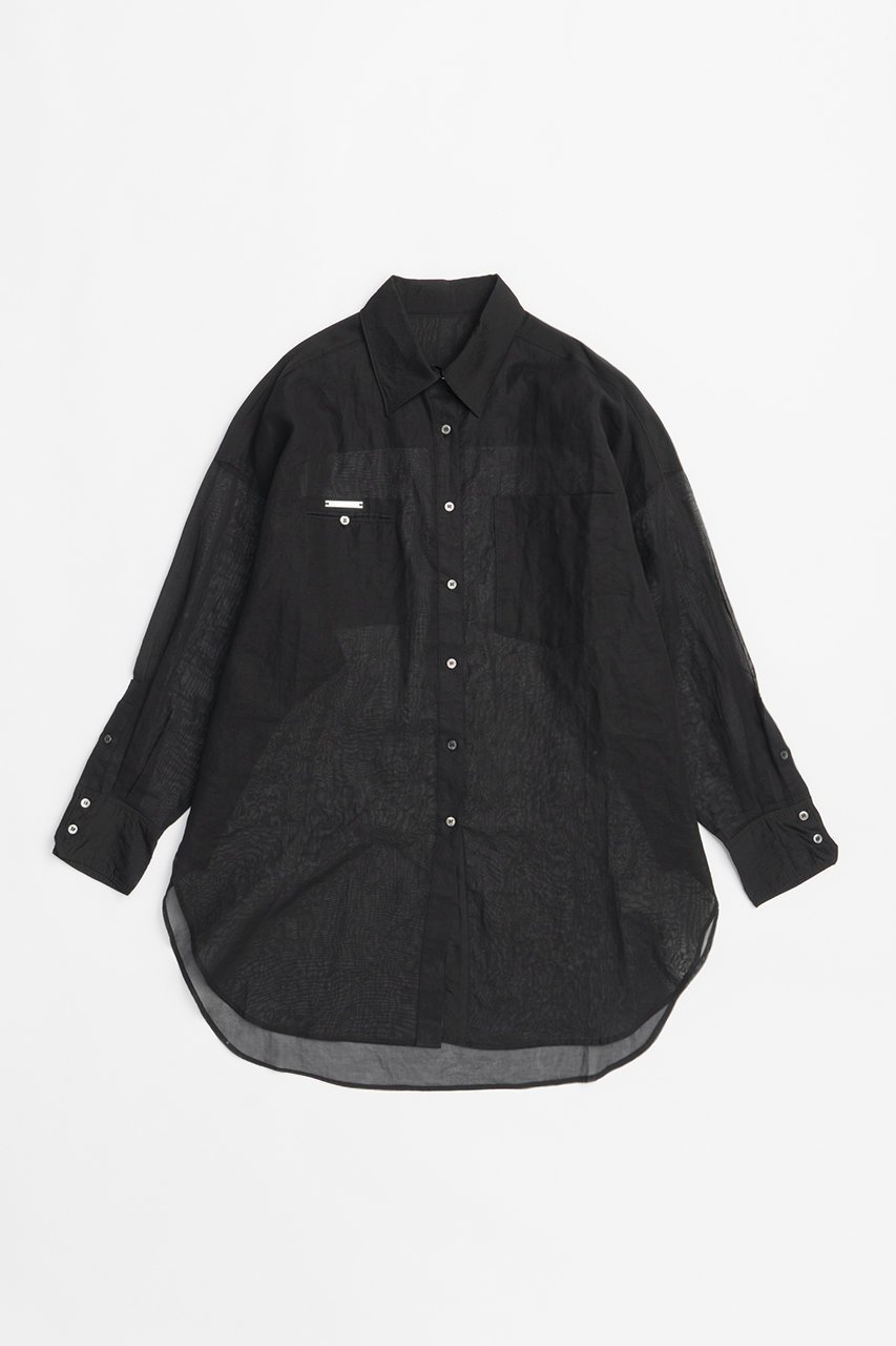 【プランク プロジェクト/PRANK PROJECT】のコットンボイルビッグシャツ / Cotton Voile Big Shirt インテリア・キッズ・メンズ・レディースファッション・服の通販 founy(ファニー) 　ファッション　Fashion　レディースファッション　WOMEN　トップス・カットソー　Tops/Tshirt　シャツ/ブラウス　Shirts/Blouses　ショート　Short　シルク　Silk　スリーブ　Sleeve　ビッグ　Big　ヨーク　Yoke　BLK(ブラック)|ID: prp329100004456326 ipo3291000000031184110