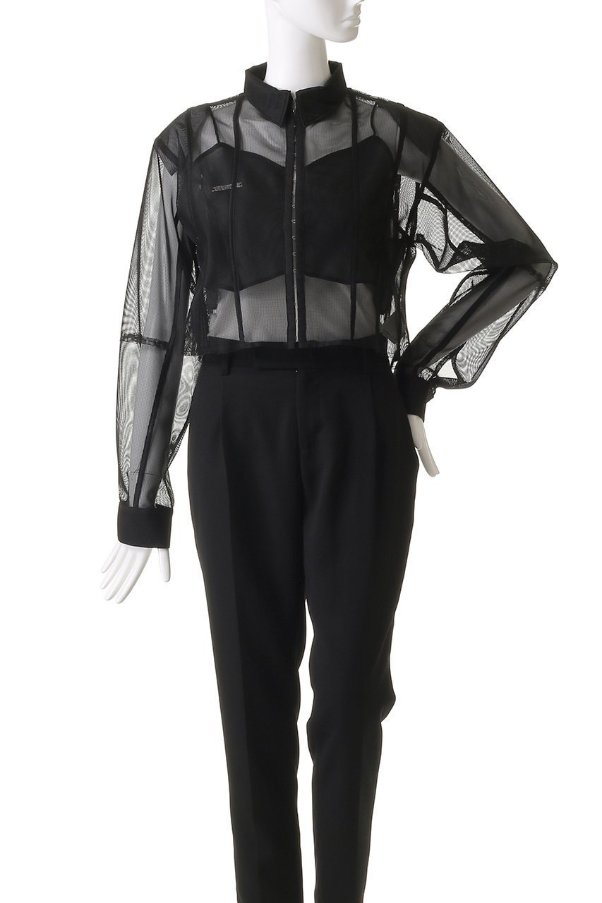 【プランク プロジェクト/PRANK PROJECT】のビスチェレイヤードメッシュシャツ / Bustier Layered Mesh Shirt 人気、トレンドファッション・服の通販 founy(ファニー) 　ファッション　Fashion　レディースファッション　Fashion for Women　トップス・カットソー　Cut & Sew Tops　シャツ・ブラウス・オフィスカジュアル　Elegant Blouses & Button-Ups　ビスチェ　Bustiers & Corset Tops / Layered Bustier Style　オーガンジー　Organza Fabric　シアー　Sheer, See-Through　ショート　Short, Short Length　スリーブ　Sleeve, Long Sleeve / Short Sleeve　ドッキング　Docking, Mixed Material　ビスチェ　Bustier, Corset Top　フロント　Front, Front Design　メッシュ　Mesh, Net Fabric　夏　Summer　other-2|ID: prp329100004456327 ipo3291000000034422160