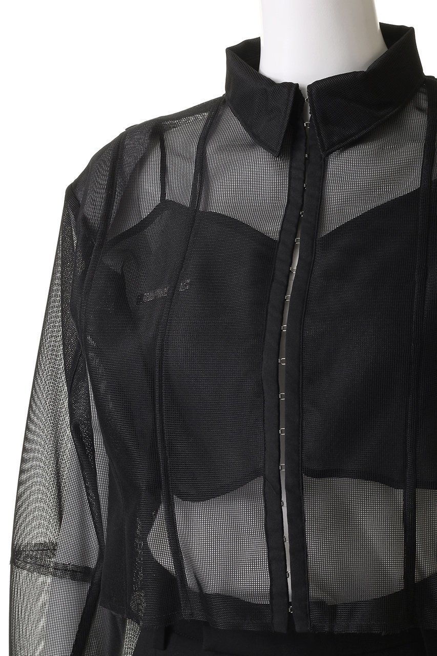 【プランク プロジェクト/PRANK PROJECT】のビスチェレイヤードメッシュシャツ / Bustier Layered Mesh Shirt 人気、トレンドファッション・服の通販 founy(ファニー) 　ファッション　Fashion　レディースファッション　Fashion for Women　トップス・カットソー　Cut & Sew Tops　シャツ・ブラウス・オフィスカジュアル　Elegant Blouses & Button-Ups　ビスチェ　Bustiers & Corset Tops / Layered Bustier Style　オーガンジー　Organza Fabric　シアー　Sheer, See-Through　ショート　Short, Short Length　スリーブ　Sleeve, Long Sleeve / Short Sleeve　ドッキング　Docking, Mixed Material　ビスチェ　Bustier, Corset Top　フロント　Front, Front Design　メッシュ　Mesh, Net Fabric　夏　Summer　other-5|ID: prp329100004456327 ipo3291000000034422163
