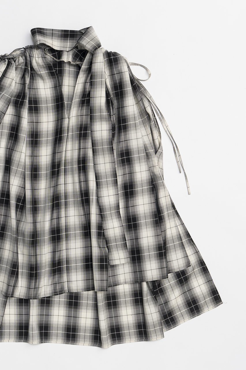 【プランク プロジェクト/PRANK PROJECT】のスカーフネックブラウス / Scarf Neck Blouse 人気、トレンドファッション・服の通販 founy(ファニー) 　ファッション　Fashion　レディースファッション　Fashion for Women　トップス・カットソー　Cut & Sew Tops　シャツ・ブラウス・オフィスカジュアル　Elegant Blouses & Button-Ups　おすすめ　Recommended / Our Picks　シアー　Sheer, See-Through　ショート　Short, Short Length　スカーフ　Scarf, Neckwear　スリーブ　Sleeve, Long Sleeve / Short Sleeve　チェック　Check, Plaid, Tartan　チュニック　Tunic, Long Top　ブロック　Block, Solid Block Pattern　other-3|ID: prp329100004456328 ipo3291000000036080812