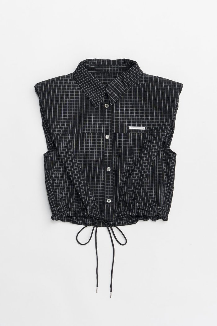 【プランク プロジェクト/PRANK PROJECT】のノースリチェックショートシャツ / Sleeveless Check Short Shirt インテリア・キッズ・メンズ・レディースファッション・服の通販 founy(ファニー) https://founy.com/ ファッション Fashion レディースファッション WOMEN トップス・カットソー Tops/Tshirt シャツ/ブラウス Shirts/Blouses ロング / Tシャツ T-Shirts おすすめ Recommend ショルダー Shoulder ショート Short スポーティ Sporty スリーブ Sleeve チェック Check ドローストリング Drawstring モノトーン Monotone 夏 Summer |ID: prp329100004456329 ipo3291000000031184119