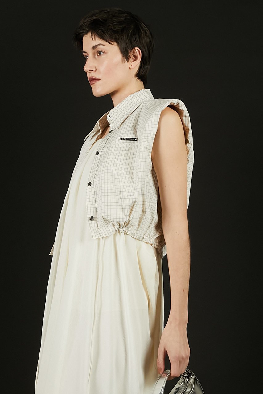 【プランク プロジェクト/PRANK PROJECT】のノースリチェックショートシャツ / Sleeveless Check Short Shirt 人気、トレンドファッション・服の通販 founy(ファニー) 　ファッション　Fashion　レディースファッション　WOMEN　トップス・カットソー　Tops/Tshirt　シャツ/ブラウス　Shirts/Blouses　ロング / Tシャツ　T-Shirts　おすすめ　Recommend　ショルダー　Shoulder　ショート　Short　スポーティ　Sporty　スリーブ　Sleeve　チェック　Check　ドローストリング　Drawstring　モノトーン　Monotone　夏　Summer　NEW・新作・新着・新入荷　New Arrivals　other-3|ID: prp329100004456329 ipo3291000000031250131
