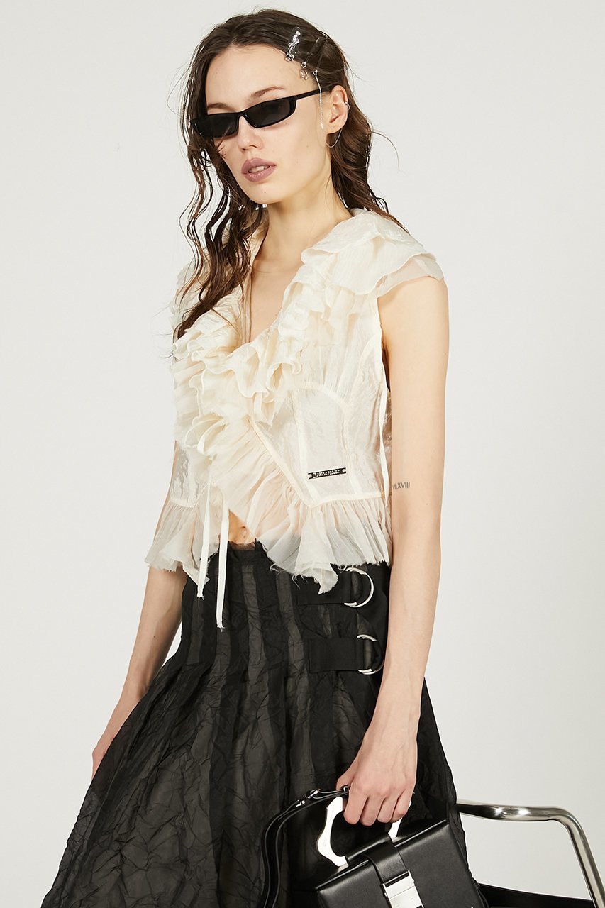 【プランク プロジェクト/PRANK PROJECT】のラッフルフリルブラウス / Ruffle Blouse 人気、トレンドファッション・服の通販 founy(ファニー) 　ファッション　Fashion　レディースファッション　WOMEN　トップス・カットソー　Tops/Tshirt　シャツ/ブラウス　Shirts/Blouses　おすすめ　Recommend　インナー　Inner　シアー　Sheer　ショート　Short　ジャケット　Jacket　スラックス　Slacks　スリーブ　Sleeve　デニム　Denim　フリル　Frills　ボトム　Bottom　ミックス　Mix　ロマンティック　Romantic　羽織　Haori　other-6|ID: prp329100004456332 ipo3291000000031323936