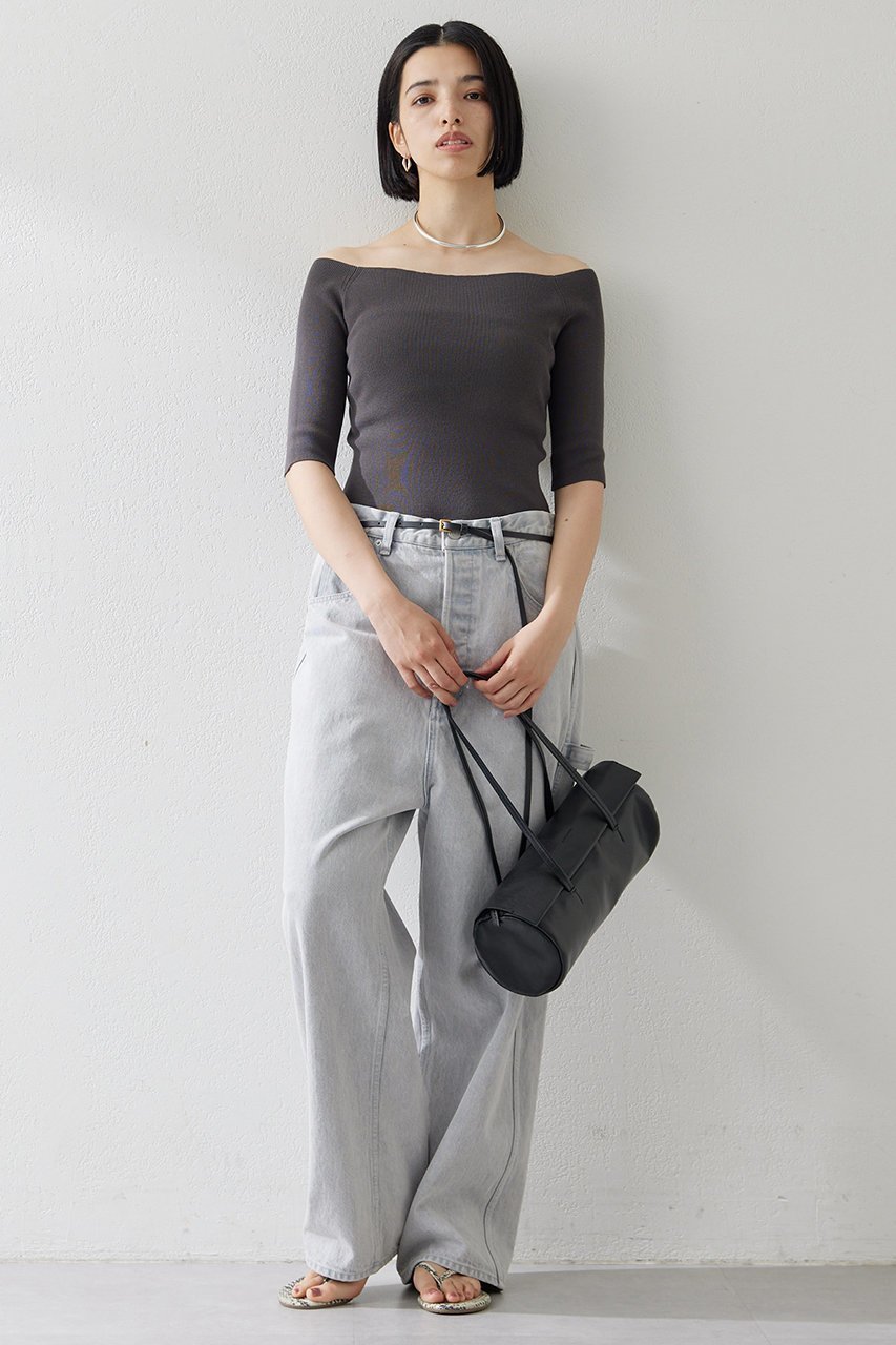【ウィムガゼット/Whim Gazette】の【THE PAUSE】オフショルハーフスリーブプルオーバー 人気、トレンドファッション・服の通販 founy(ファニー) 　ファッション　Fashion　レディースファッション　Fashion for Women　トップス・カットソー　Cut & Sew Tops　ニット　Knit Tops & Sweaters　カジュアルプルオーバー・ニットトップス　Pullovers & Knit Tops / Casual Pullovers　インナー　Innerwear　クール　Cool, Chic　シンプル　Simple, Minimal　ジャケット　Jacket, Outerwear　ストレッチ　Stretch, Stretchy Fabric　スマート　Smart, Elegant　フィット　Fit, Slim Fit　ミラノリブ　Milano Rib, Milano Stitch　ワイド　Wide, Wide Fit　エレガント 上品　Elegant　半袖　Short Sleeve, Half Sleeve　other-2|ID: prp329100004456342 ipo3291000000032810669