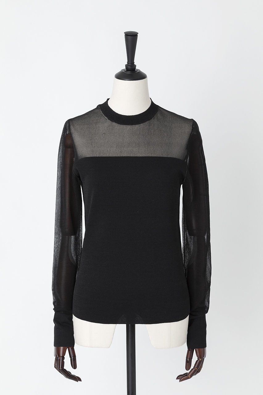 【オーヴィル/EAUVIRE】のシアーシルクプルオーバー インテリア・キッズ・メンズ・レディースファッション・服の通販 founy(ファニー) 　ファッション　Fashion　レディースファッション　Fashion for Women　トップス・カットソー　Cut & Sew Tops　シャツ・ブラウス・オフィスカジュアル　Elegant Blouses & Button-Ups　カジュアルプルオーバー・ニットトップス　Pullovers & Knit Tops / Casual Pullovers　イタリア　Italy　インナー　Innerwear　オーガニック　Organic Cotton　コンパクト　Compact, Small Size　シアー　Sheer, See-Through　シルク　Silk, 100% Silk　スリーブ　Sleeve, Long Sleeve / Short Sleeve　フィット　Fit, Slim Fit　ロング　Long, Long-Length　ブラック|ID: prp329100004456369 ipo3291000000032844559