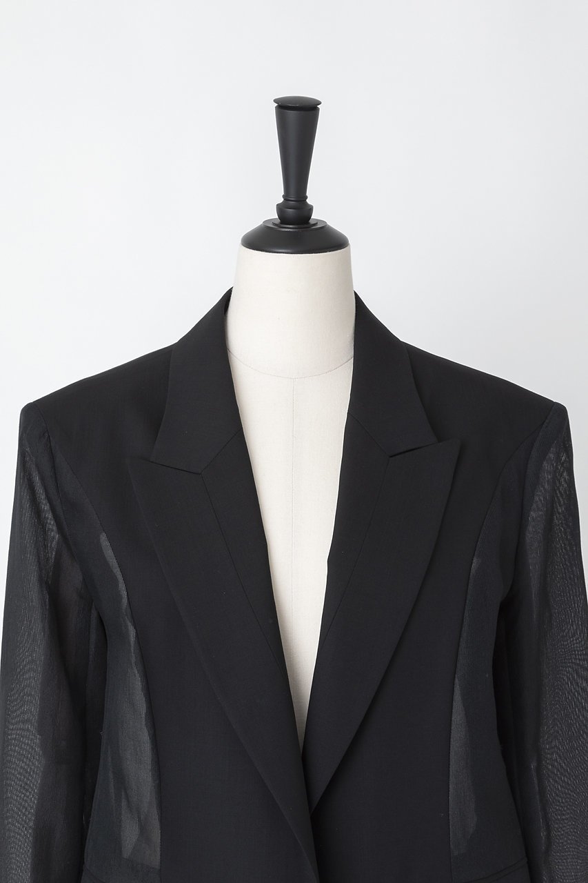 【オーヴィル/EAUVIRE】のシアーコンビジャケット 人気、トレンドファッション・服の通販 founy(ファニー) 　ファッション　Fashion　レディースファッション　WOMEN　アウター　Coat Outerwear　ジャケット　Jackets　イタリア　Italy　オーガンジー　Organdy　サマー　Summer　シアー　Sheer　シルク　Silk　ジャケット　Jacket　スタイリッシュ　Stylish　トレンド　Trend　フロント　Front　再入荷　Restock/Back In Stock/Re Arrival　other-4|ID: prp329100004456373 ipo3291000000031250376