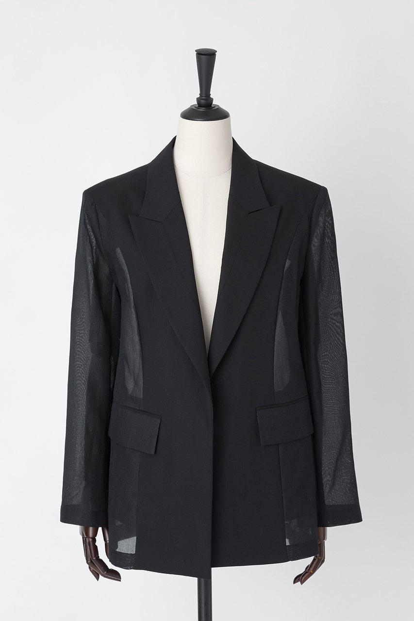 【オーヴィル/EAUVIRE】のシアーコンビジャケット インテリア・キッズ・メンズ・レディースファッション・服の通販 founy(ファニー) 　ファッション　Fashion　レディースファッション　Fashion for Women　アウター　Coat / Outerwear Collection　レディースジャケット・軽アウター　Jackets　イタリア　Italy　オーガンジー　Organza Fabric　サマー　Summer, Summer Style　シアー　Sheer, See-Through　シルク　Silk, 100% Silk　ジャケット　Jacket, Outerwear　スタイリッシュ　Stylish, Fashionable　トレンド　Trend, Trending Now　フロント　Front, Front Design　ブラック|ID: prp329100004456373 ipo3291000000036597092