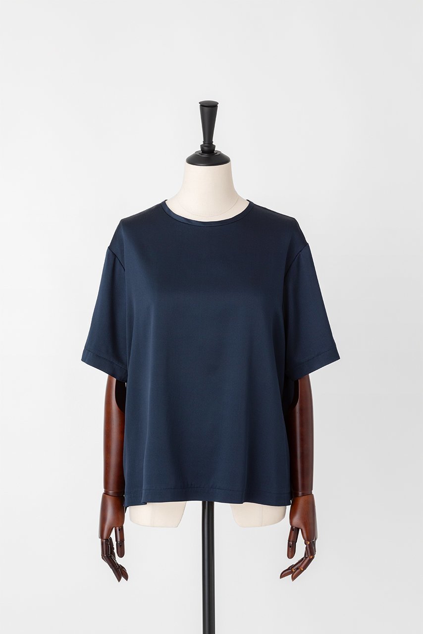 【オーヴィル/EAUVIRE】のウォッシャブルシルクTブラウス インテリア・キッズ・メンズ・レディースファッション・服の通販 founy(ファニー) 　ファッション　Fashion　レディースファッション　WOMEN　トップス・カットソー　Tops/Tshirt　シャツ/ブラウス　Shirts/Blouses　ロング / Tシャツ　T-Shirts　カットソー　Cut and Sewn　ショート　Short　シルク　Silk　ストレッチ　Stretch　スリーブ　Sleeve　半袖　Short Sleeve　定番　Standard　ネイビー|ID: prp329100004456378 ipo3291000000031184260