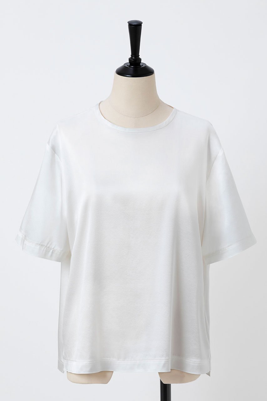 【オーヴィル/EAUVIRE】のウォッシャブルシルクTブラウス インテリア・キッズ・メンズ・レディースファッション・服の通販 founy(ファニー) 　ファッション　Fashion　レディースファッション　WOMEN　トップス・カットソー　Tops/Tshirt　シャツ/ブラウス　Shirts/Blouses　ロング / Tシャツ　T-Shirts　カットソー　Cut and Sewn　ショート　Short　シルク　Silk　ストレッチ　Stretch　スリーブ　Sleeve　半袖　Short Sleeve　定番　Standard　ホワイト|ID: prp329100004456378 ipo3291000000031184261
