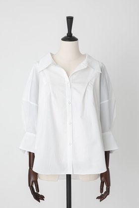 【オーヴィル/EAUVIRE】のショルダータックシャツ 人気、トレンドファッション・服の通販 founy(ファニー) ファッション Fashion レディースファッション Fashion for Women トップス・カットソー Cut & Sew Tops シャツ・ブラウス・オフィスカジュアル Elegant Blouses & Button-Ups エレガント 上品 Elegant サテン Satin, Glossy Fabric シルキー Silky, Smooth Texture スリーブ Sleeve, Long Sleeve / Short Sleeve ロング Long, Long-Length 日本製 Made In Japan |ID:prp329100004456380