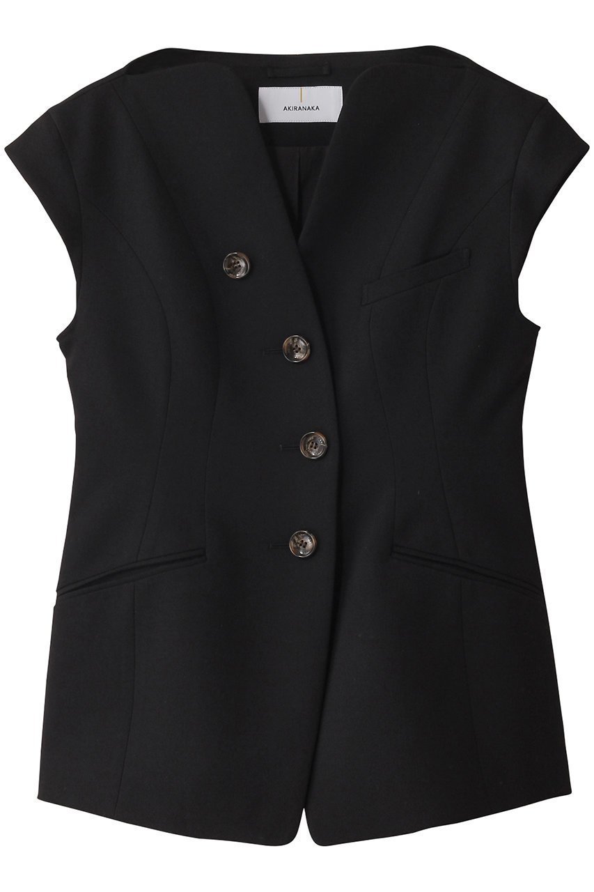 【アキラナカ/AKIRANAKA】のSesilia ノーカラージャケット インテリア・キッズ・メンズ・レディースファッション・服の通販 founy(ファニー) 　ファッション　Fashion　レディースファッション　Fashion for Women　アウター　Coat / Outerwear Collection　レディースジャケット・軽アウター　Jackets　ノーカラージャケット / シンプル上品コーデ　Collarless Jackets　なめらか　Smooth, Silky Texture　シェイプ　Shape, Slim Fit　ジャケット　Jacket, Outerwear　バランス　Balance, Style Balance　ベスト　Vest, Waistcoat　モダン　Modern, Contemporary　エレガント 上品　Elegant　ブラック|ID: prp329100004456388 ipo3291000000032954797