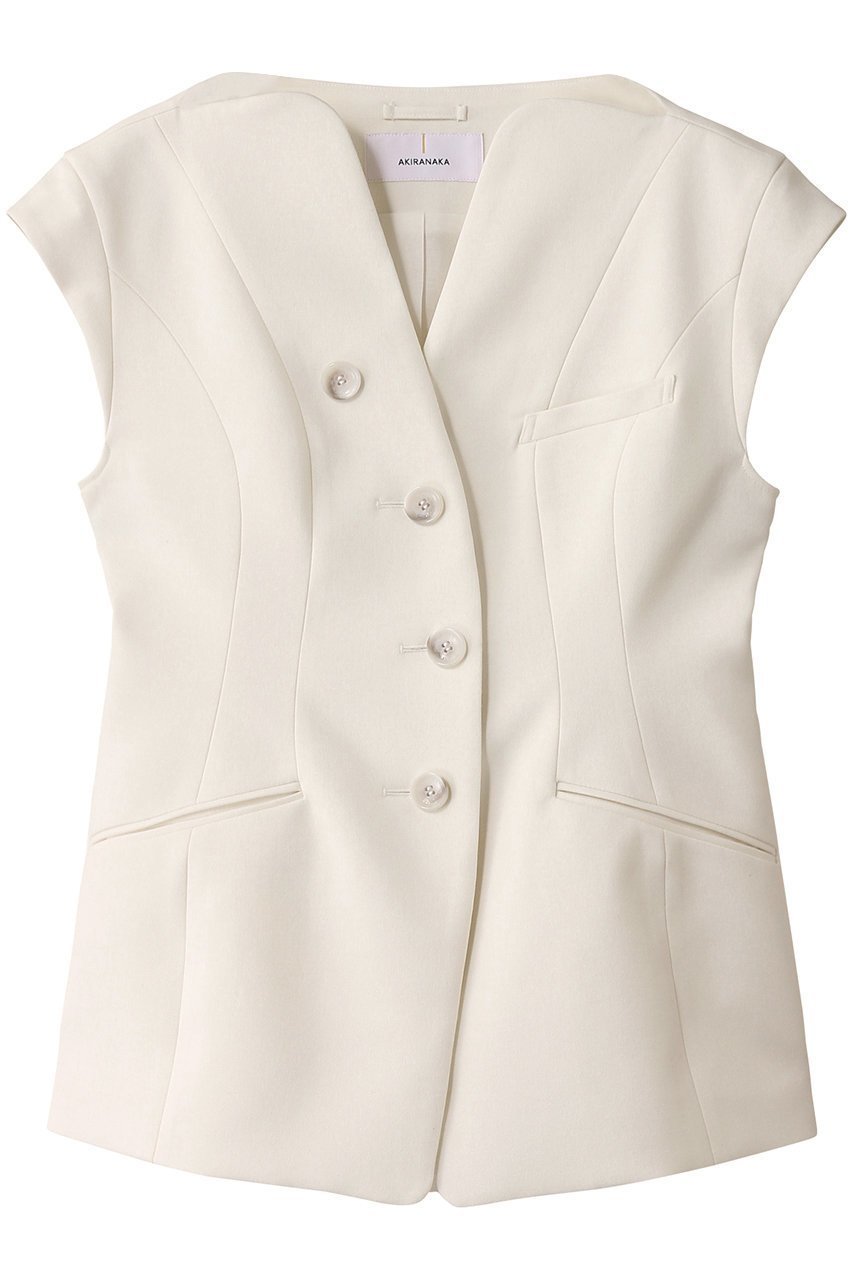 【アキラナカ/AKIRANAKA】のSesilia ノーカラージャケット インテリア・キッズ・メンズ・レディースファッション・服の通販 founy(ファニー) 　ファッション　Fashion　レディースファッション　Fashion for Women　アウター　Coat / Outerwear Collection　レディースジャケット・軽アウター　Jackets　ノーカラージャケット / シンプル上品コーデ　Collarless Jackets　なめらか　Smooth, Silky Texture　シェイプ　Shape, Slim Fit　ジャケット　Jacket, Outerwear　バランス　Balance, Style Balance　ベスト　Vest, Waistcoat　モダン　Modern, Contemporary　エレガント 上品　Elegant　ホワイト|ID: prp329100004456388 ipo3291000000032954800