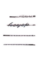 【ヘイップ/heyep】のLogo&Rhinestone ヘアピン 4Pセット シルバー|ID:prp329100004456398