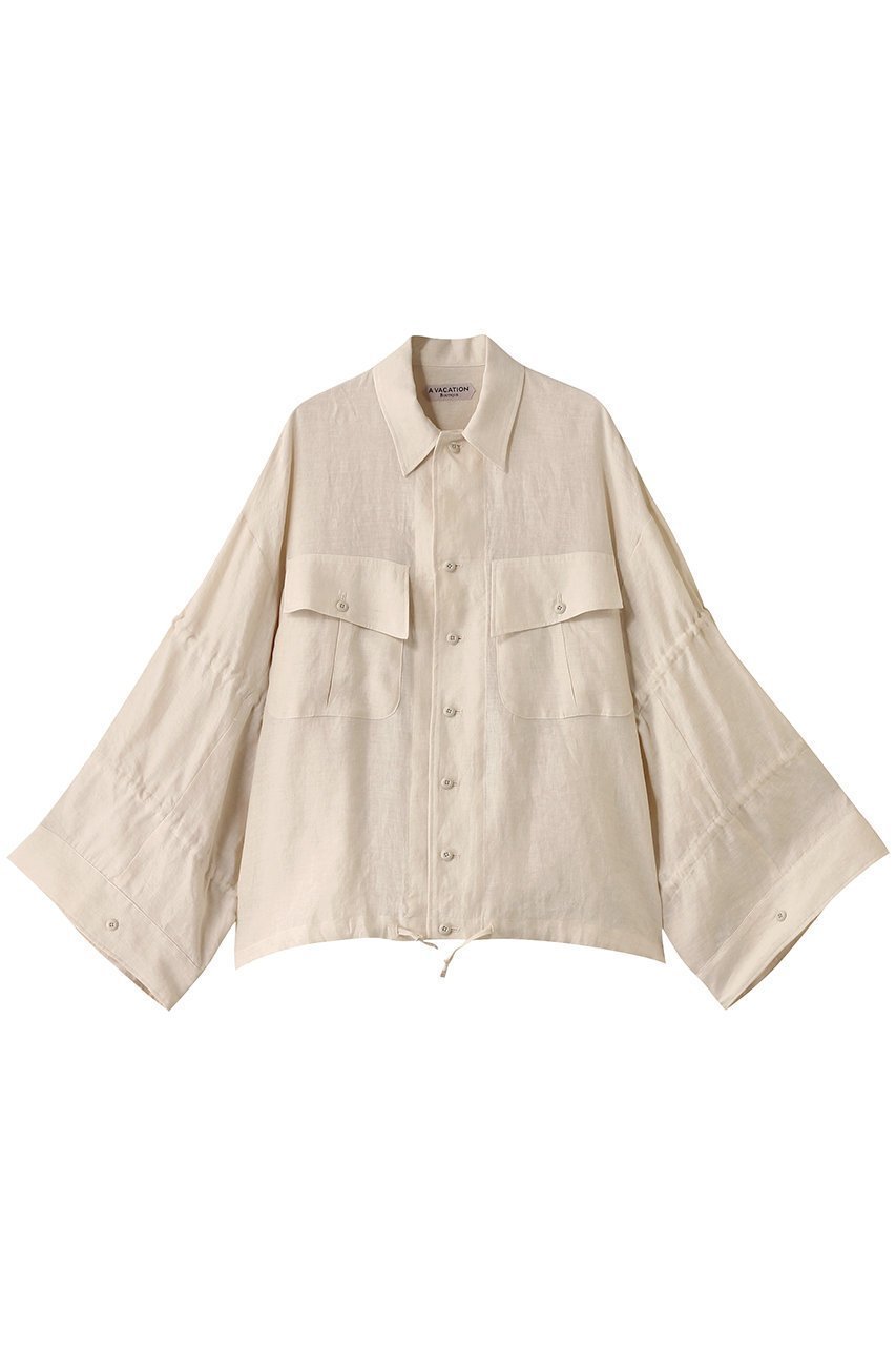【ア ヴァケーション/A VACATION】のAVC ギャザーシャツ インテリア・キッズ・メンズ・レディースファッション・服の通販 founy(ファニー) 　ファッション　Fashion　レディースファッション　Fashion for Women　トップス・カットソー　Cut & Sew Tops　シャツ・ブラウス・オフィスカジュアル　Elegant Blouses & Button-Ups　ギャザー　Gathered, Ruffled　スリーブ　Sleeve, Long Sleeve / Short Sleeve　ロング　Long, Long-Length　ベージュ|ID: prp329100004456409 ipo3291000000032844236