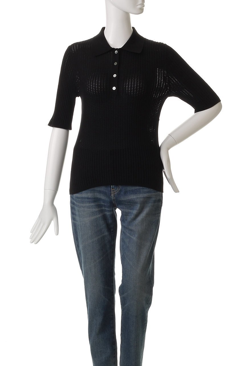 【デミーリー/DEMYLEE】のPIPER ファインコットン シアーニットポロ 人気、トレンドファッション・服の通販 founy(ファニー) 　ファッション　Fashion　レディースファッション　Fashion for Women　トップス・カットソー　Cut & Sew Tops　ニット　Knit Tops & Sweaters　カジュアルプルオーバー・ニットトップス　Pullovers & Knit Tops / Casual Pullovers　コンパクト　Compact, Small Size　シアー　Sheer, See-Through　スポーティ　Sporty, Casual Athletic　エレガント 上品　Elegant　other-2|ID: prp329100004456416 ipo3291000000032934266