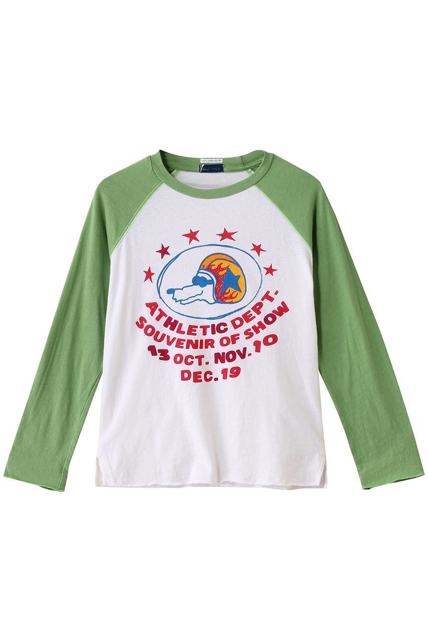 【マザー/MOTHER】のSOUVENIR OF SHOW ベースボールプリントロンT(SVN) インテリア・キッズ・メンズ・レディースファッション・服の通販 founy(ファニー) 　ファッション　Fashion　レディースファッション　Fashion for Women　トップス・カットソー　Cut & Sew Tops　シャツ・ブラウス・オフィスカジュアル　Elegant Blouses & Button-Ups　ロングTシャツ・Tシャツ　Longline T-Shirts & Tees　カットソー・ベーシックTシャツ　Cut-and-Sewn Tops / Stretch Tees & Basics　スリーブ　Sleeve, Long Sleeve / Short Sleeve　デニム　Denim, Jeans Material　フロント　Front, Front Design　プリント　Print, Printed Pattern　ボトム　Bottoms, Lower Wear　ロング　Long, Long-Length　ホワイト|ID: prp329100004456418 ipo3291000000032858072