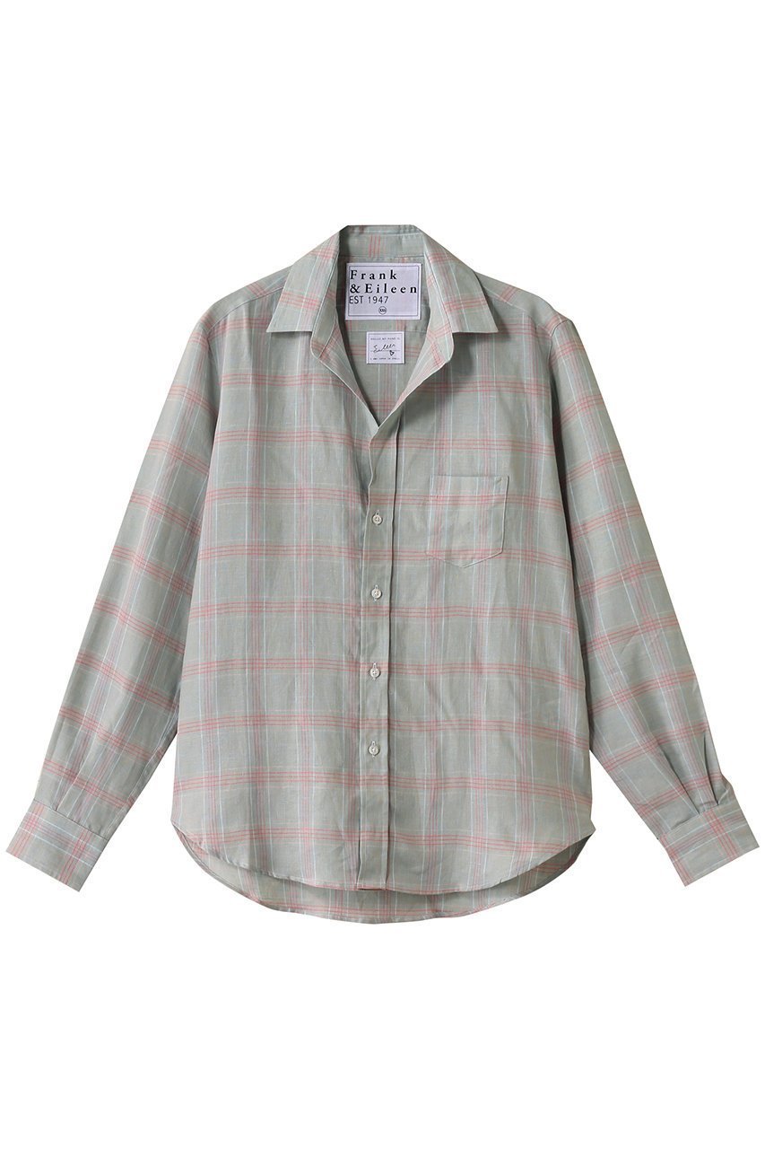 【フランク&アイリーン/Frank&Eileen】のEILEEN イタリアンリネン ダークグリーンマルチチェックシャツ 人気、トレンドファッション・服の通販 founy(ファニー) 　ファッション　Fashion　レディースファッション　Fashion for Women　トップス・カットソー　Cut & Sew Tops　シャツ・ブラウス・オフィスカジュアル　Elegant Blouses & Button-Ups　クラシカル　Classical, Vintage-Inspired　スリーブ　Sleeve, Long Sleeve / Short Sleeve　センター　Center, Center Line　チェック　Check, Plaid, Tartan　デニム　Denim, Jeans Material　リネン　Linen, Linen Fabric　ロング　Long, Long-Length　 other-1|ID: prp329100004456423 ipo3291000000032843983
