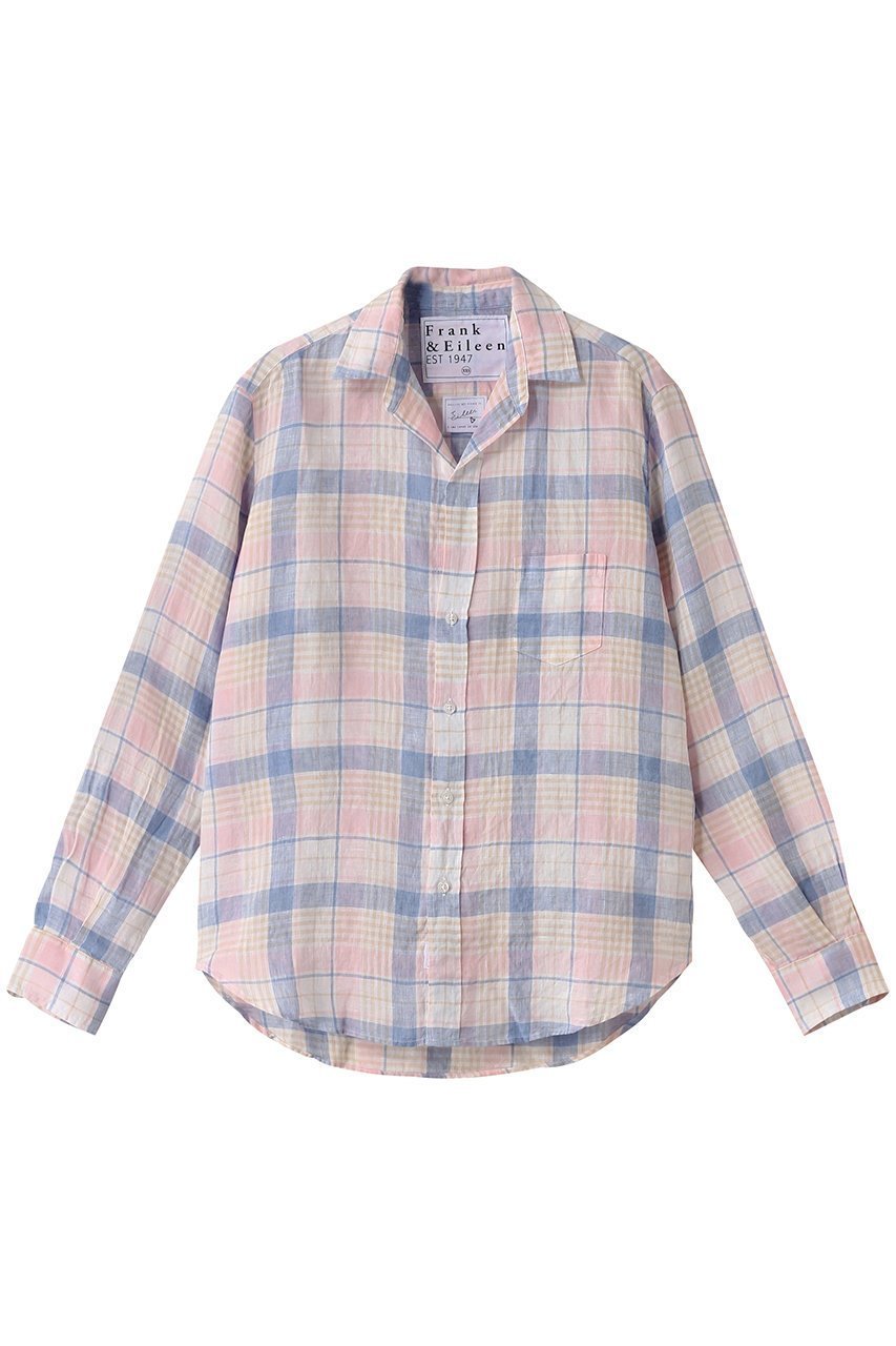 【フランク&アイリーン/Frank&Eileen】のEILEEN イタリアンリネン ブルーマルチチェックシャツ 人気、トレンドファッション・服の通販 founy(ファニー) 　ファッション　Fashion　レディースファッション　Fashion for Women　トップス・カットソー　Cut & Sew Tops　シャツ・ブラウス・オフィスカジュアル　Elegant Blouses & Button-Ups　コンパクト　Compact, Small Size　スリーブ　Sleeve, Long Sleeve / Short Sleeve　デニム　Denim, Jeans Material　プリーツ　Pleats, Pleated　リネン　Linen, Linen Fabric　ロング　Long, Long-Length　エレガント 上品　Elegant　 other-1|ID: prp329100004456425 ipo3291000000032844019