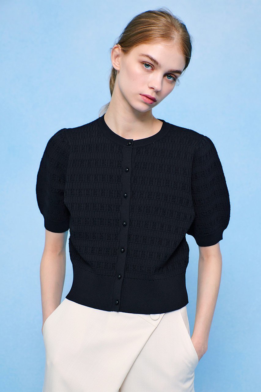 【アルアバイル/allureville】の【LOULOU WILLOUGHBY】リボンボーダーカーディガン 人気、トレンドファッション・服の通販 founy(ファニー) 　ファッション　Fashion　レディースファッション　WOMEN　トップス・カットソー　Tops/Tshirt　ニット　Knit Tops　カーディガン　Cardigans　カーディガン　Cardigan　スリーブ　Sleeve　バランス　Balance　パール　Pearl　フロント　Front　リボン　Ribbon　エレガント 上品　Elegant　半袖　Short Sleeve　other-6|ID: prp329100004456431 ipo3291000000032037145