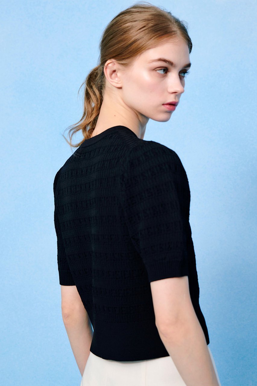 【アルアバイル/allureville】の【LOULOU WILLOUGHBY】リボンボーダーカーディガン 人気、トレンドファッション・服の通販 founy(ファニー) 　ファッション　Fashion　レディースファッション　WOMEN　トップス・カットソー　Tops/Tshirt　ニット　Knit Tops　カーディガン　Cardigans　カーディガン　Cardigan　スリーブ　Sleeve　バランス　Balance　パール　Pearl　フロント　Front　リボン　Ribbon　エレガント 上品　Elegant　半袖　Short Sleeve　other-8|ID: prp329100004456431 ipo3291000000032037147