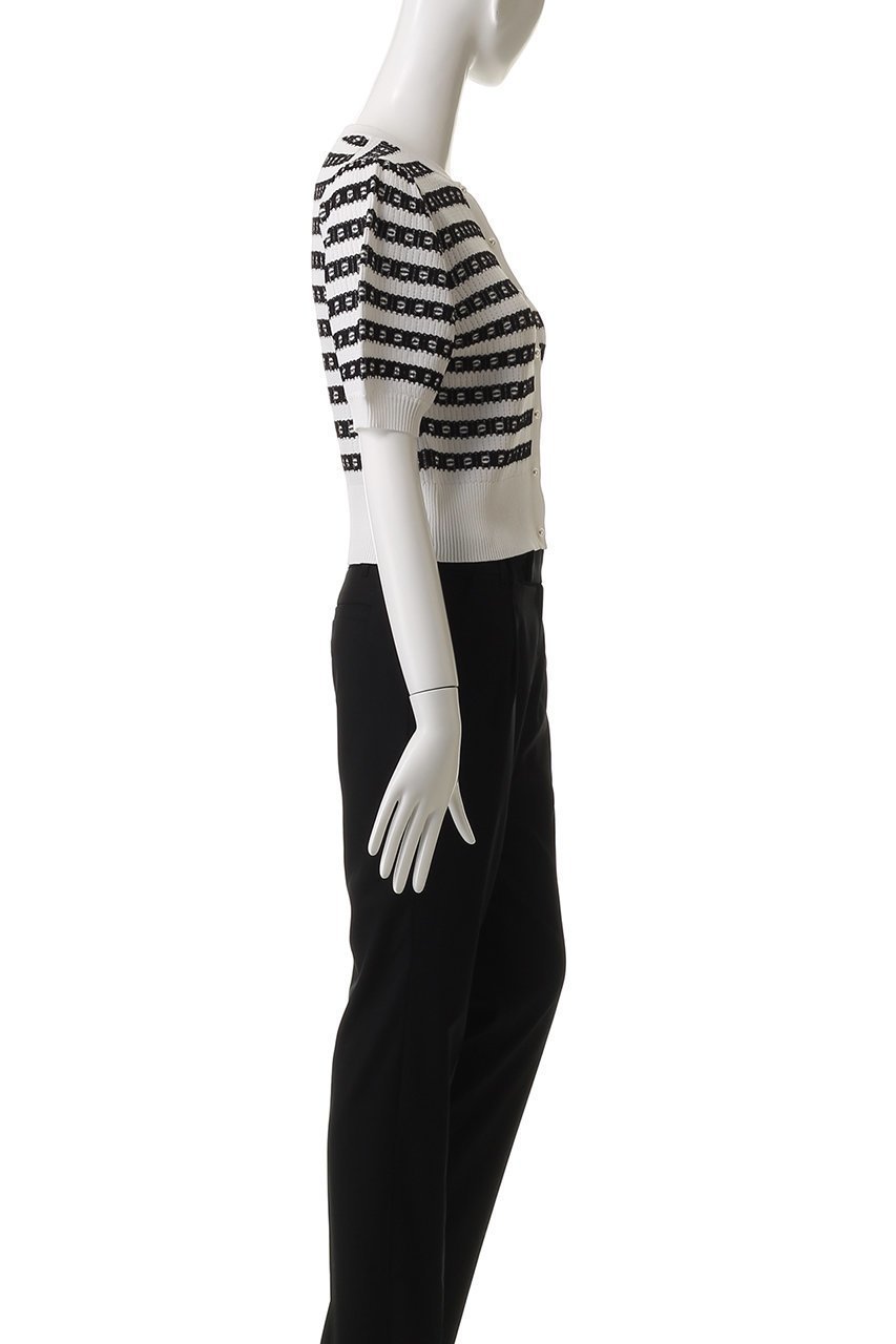 【アルアバイル/allureville】の【LOULOU WILLOUGHBY】リボンボーダーカーディガン 人気、トレンドファッション・服の通販 founy(ファニー) 　ファッション　Fashion　レディースファッション　Fashion for Women　トップス・カットソー　Cut & Sew Tops　ニット　Knit Tops & Sweaters　カーディガン・羽織り　Layered Style Cardigans　カーディガン　Cardigan, Knitwear　スリーブ　Sleeve, Long Sleeve / Short Sleeve　バランス　Balance, Style Balance　パール　Pearl, Pearl Accent　フロント　Front, Front Design　リボン　Ribbon, Bow　エレガント 上品　Elegant　半袖　Short Sleeve, Half Sleeve　other-3|ID: prp329100004456431 ipo3291000000032932133