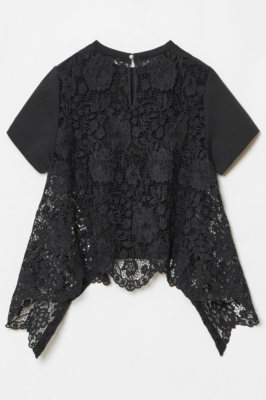 【アルアバイル/allureville】の【LOULOU WILLOUGHBY】レースドッキングプルオーバー B 人気、トレンドファッション・服の通販 founy(ファニー) 　ファッション　Fashion　レディースファッション　WOMEN　トップス・カットソー　Tops/Tshirt　シャツ/ブラウス　Shirts/Blouses　プルオーバー　Pullover　カットソー　Cut And Sew　コンパクト　Compact　ショート　Short　スカラップ　Scalloped　スリーブ　Sleeve　デニム　Denim　フェミニン　Feminine　ミックス　Mix　レース　Race　エレガント 上品　Elegant　other-2|ID: prp329100004456433 ipo3291000000031250677