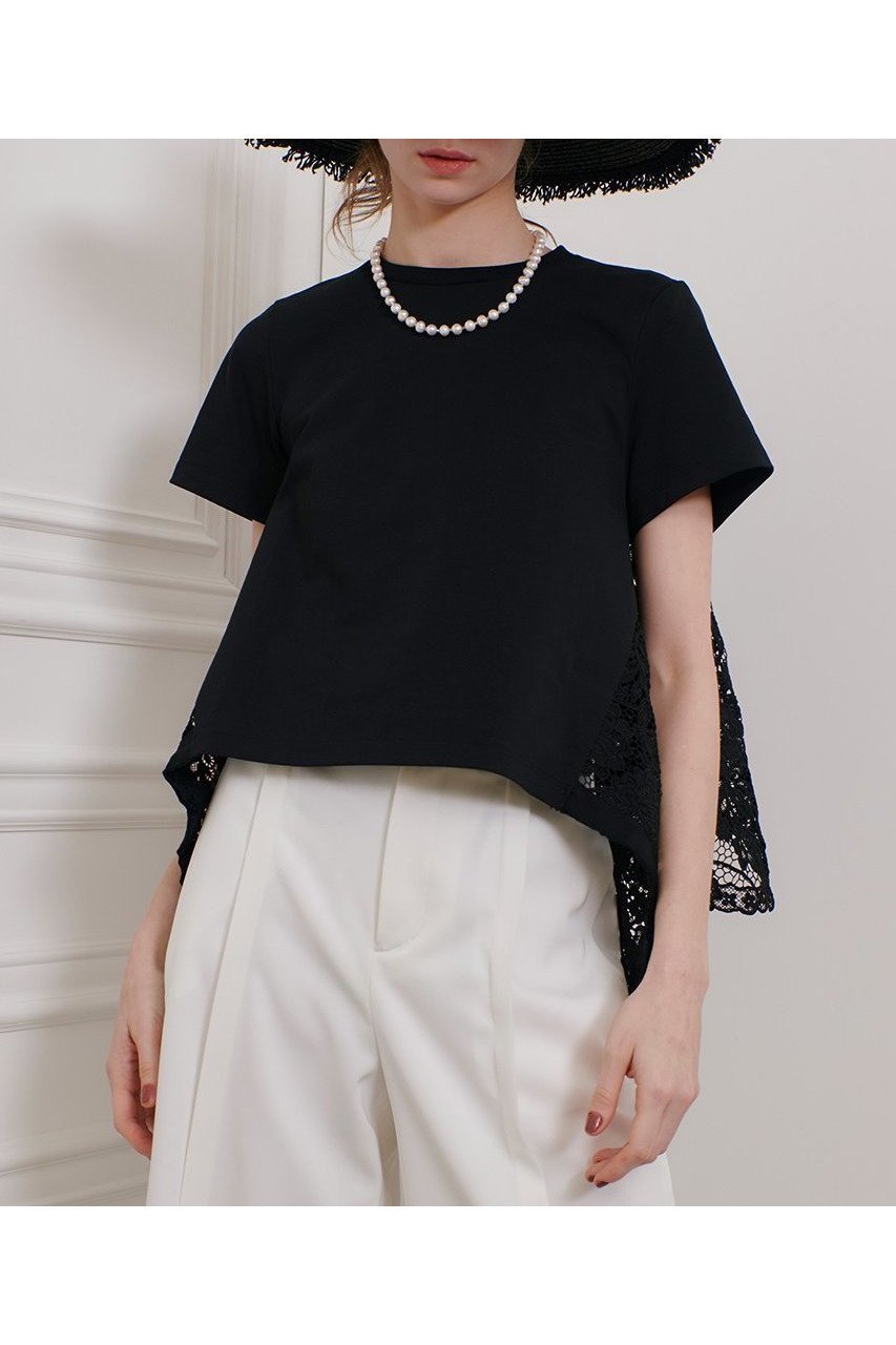 【アルアバイル/allureville】の【LOULOU WILLOUGHBY】レースドッキングプルオーバー B 人気、トレンドファッション・服の通販 founy(ファニー) 　ファッション　Fashion　レディースファッション　WOMEN　トップス・カットソー　Tops/Tshirt　シャツ/ブラウス　Shirts/Blouses　プルオーバー　Pullover　カットソー　Cut And Sew　コンパクト　Compact　ショート　Short　スカラップ　Scalloped　スリーブ　Sleeve　デニム　Denim　フェミニン　Feminine　ミックス　Mix　レース　Race　エレガント 上品　Elegant　other-5|ID: prp329100004456433 ipo3291000000031324182