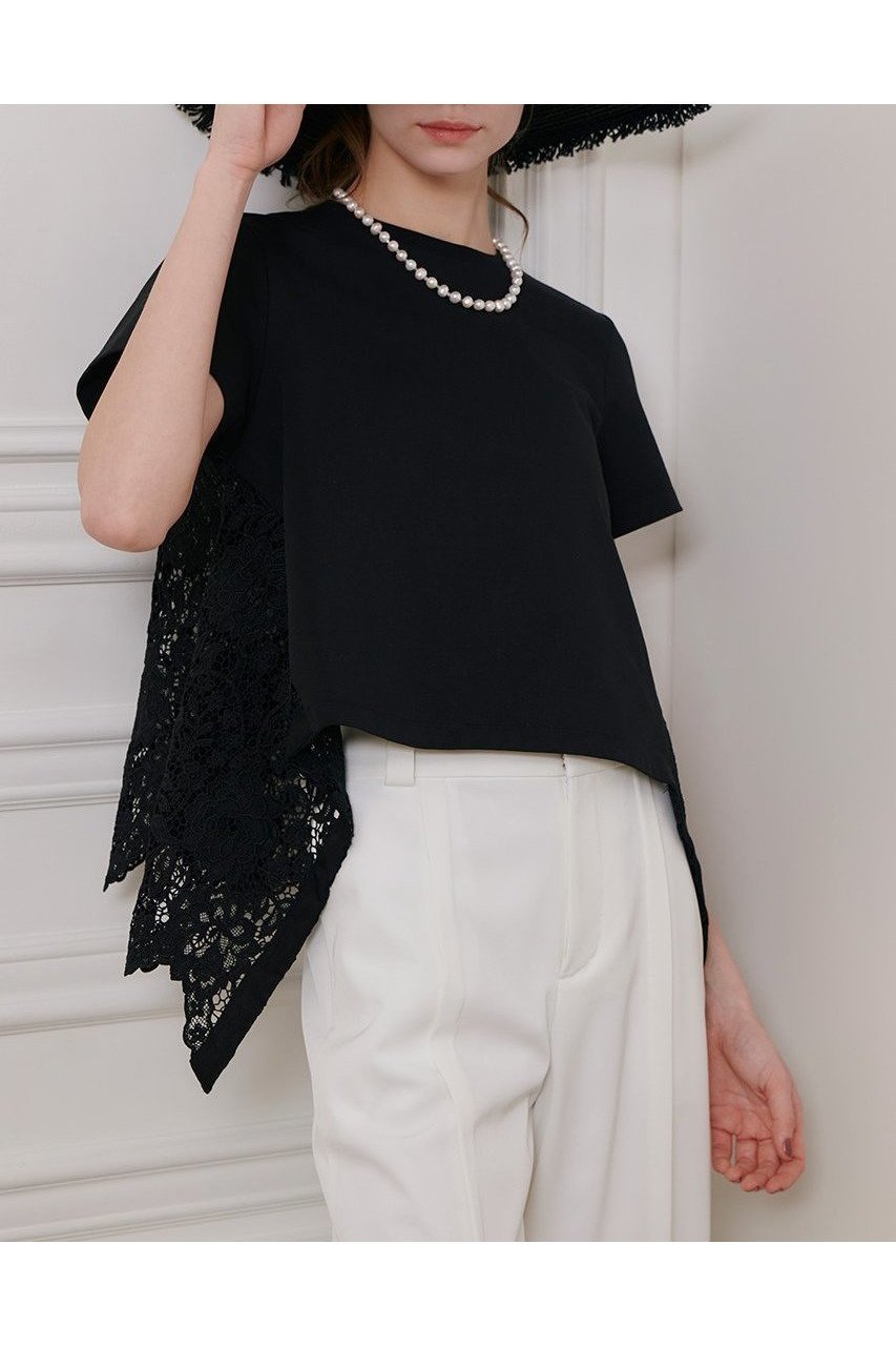 【アルアバイル/allureville】の【LOULOU WILLOUGHBY】レースドッキングプルオーバー B 人気、トレンドファッション・服の通販 founy(ファニー) 　ファッション　Fashion　レディースファッション　WOMEN　トップス・カットソー　Tops/Tshirt　シャツ/ブラウス　Shirts/Blouses　プルオーバー　Pullover　カットソー　Cut And Sew　コンパクト　Compact　ショート　Short　スカラップ　Scalloped　スリーブ　Sleeve　デニム　Denim　フェミニン　Feminine　ミックス　Mix　レース　Race　エレガント 上品　Elegant　other-6|ID: prp329100004456433 ipo3291000000031324183