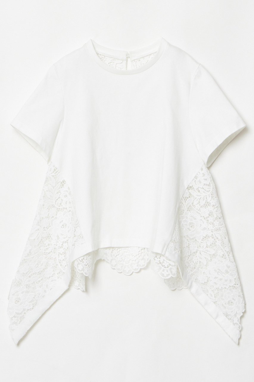 【アルアバイル/allureville】の【LOULOU WILLOUGHBY】レースドッキングプルオーバー B インテリア・キッズ・メンズ・レディースファッション・服の通販 founy(ファニー) 　ファッション　Fashion　レディースファッション　Fashion for Women　トップス・カットソー　Cut & Sew Tops　シャツ・ブラウス・オフィスカジュアル　Elegant Blouses & Button-Ups　カジュアルプルオーバー・ニットトップス　Pullovers & Knit Tops / Casual Pullovers　カットソー　Cut and Sewn Top　コンパクト　Compact, Small Size　ショート　Short, Short Length　スカラップ　Scallop, Scalloped Edge　スリーブ　Sleeve, Long Sleeve / Short Sleeve　デニム　Denim, Jeans Material　フェミニン　Feminine, Girly　ミックス　Mix, Mixed Style　レース　Lace, Lace Fabric　エレガント 上品　Elegant　ホワイト|ID: prp329100004456433 ipo3291000000032907020