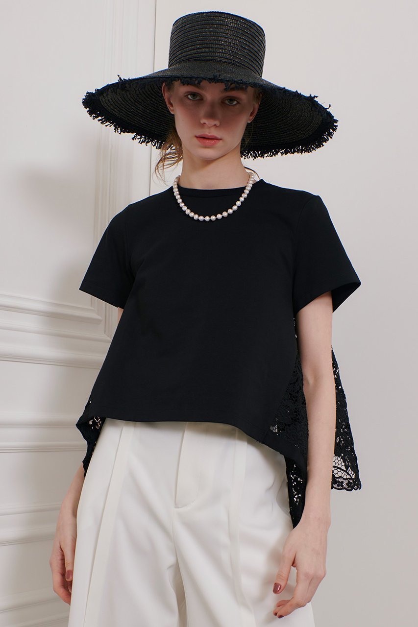 【アルアバイル/allureville】の【LOULOU WILLOUGHBY】レースドッキングプルオーバー B 人気、トレンドファッション・服の通販 founy(ファニー) 　ファッション　Fashion　レディースファッション　Fashion for Women　トップス・カットソー　Cut & Sew Tops　シャツ・ブラウス・オフィスカジュアル　Elegant Blouses & Button-Ups　カジュアルプルオーバー・ニットトップス　Pullovers & Knit Tops / Casual Pullovers　カットソー　Cut and Sewn Top　コンパクト　Compact, Small Size　ショート　Short, Short Length　スカラップ　Scallop, Scalloped Edge　スリーブ　Sleeve, Long Sleeve / Short Sleeve　デニム　Denim, Jeans Material　フェミニン　Feminine, Girly　ミックス　Mix, Mixed Style　レース　Lace, Lace Fabric　エレガント 上品　Elegant　other-5|ID: prp329100004456433 ipo3291000000032907033