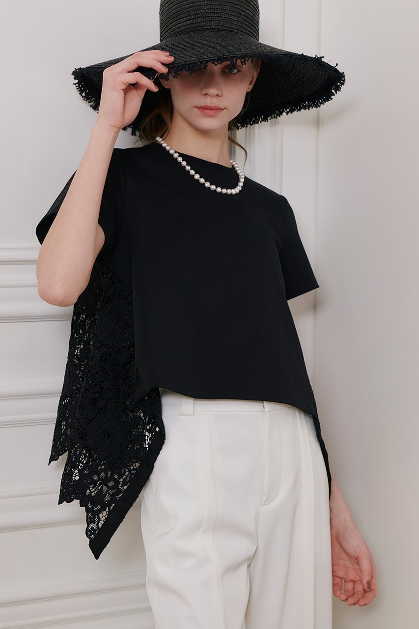 【アルアバイル/allureville】の【LOULOU WILLOUGHBY】レースドッキングプルオーバー B 人気、トレンドファッション・服の通販 founy(ファニー) 　ファッション　Fashion　レディースファッション　Fashion for Women　トップス・カットソー　Cut & Sew Tops　シャツ・ブラウス・オフィスカジュアル　Elegant Blouses & Button-Ups　カジュアルプルオーバー・ニットトップス　Pullovers & Knit Tops / Casual Pullovers　カットソー　Cut and Sewn Top　コンパクト　Compact, Small Size　ショート　Short, Short Length　スカラップ　Scallop, Scalloped Edge　スリーブ　Sleeve, Long Sleeve / Short Sleeve　デニム　Denim, Jeans Material　フェミニン　Feminine, Girly　ミックス　Mix, Mixed Style　レース　Lace, Lace Fabric　エレガント 上品　Elegant　other-6|ID: prp329100004456433 ipo3291000000032907036