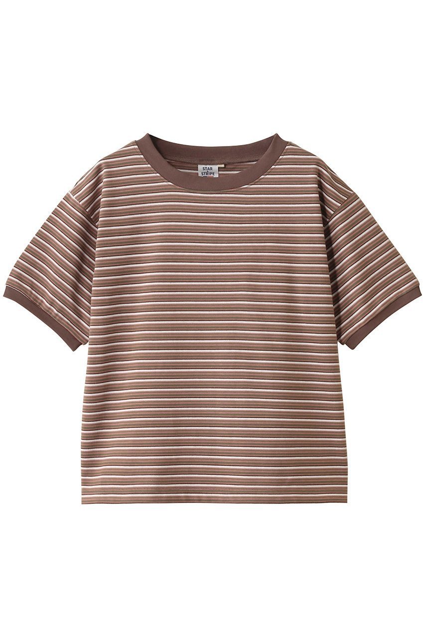【エリオポール/heliopole】の【Star&Stripe】マルチストライプリンガーTシャツ インテリア・キッズ・メンズ・レディースファッション・服の通販 founy(ファニー) 　ファッション　Fashion　レディースファッション　Fashion for Women　トップス・カットソー　Cut & Sew Tops　シャツ・ブラウス・オフィスカジュアル　Elegant Blouses & Button-Ups　ロングTシャツ・Tシャツ　Longline T-Shirts & Tees　カットソー・ベーシックTシャツ　Cut-and-Sewn Tops / Stretch Tees & Basics　ショート　Short, Short Length　ストライプ　Stripe, Striped Pattern　スラックス　Slacks, Dress Pants　スリーブ　Sleeve, Long Sleeve / Short Sleeve　デニム　Denim, Jeans Material　リラックス　Relax, Relaxed Fit　ブラウン|ID: prp329100004456435 ipo3291000000032795782
