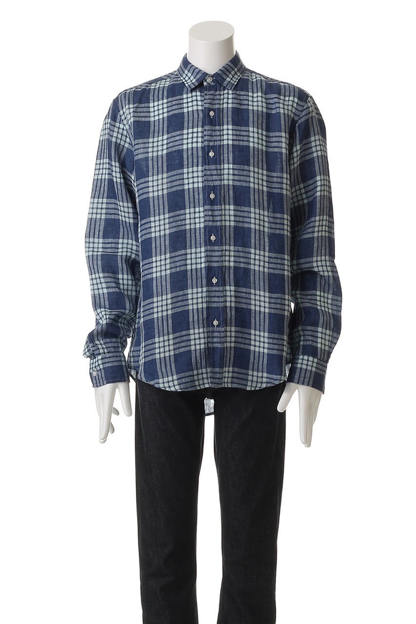 【フランク&アイリーン/Frank&Eileen / MEN】の【MEN】FINBAR イタリアンリネン ネイビーチェックシャツ 人気、トレンドファッション・服の通販 founy(ファニー) 　ファッション　Fashion　メンズファッション　MEN　クラシック　Classic　スリーブ　Sleeve　チェック　Check　バランス　Balance　パターン　Pattern　リネン　Linen　リラックス　Relax　ロング　Long　夏　Summer　春　Spring　S/S・春夏　Ss・Spring/Summer　other-2|ID: prp329100004456436 ipo3291000000031250706