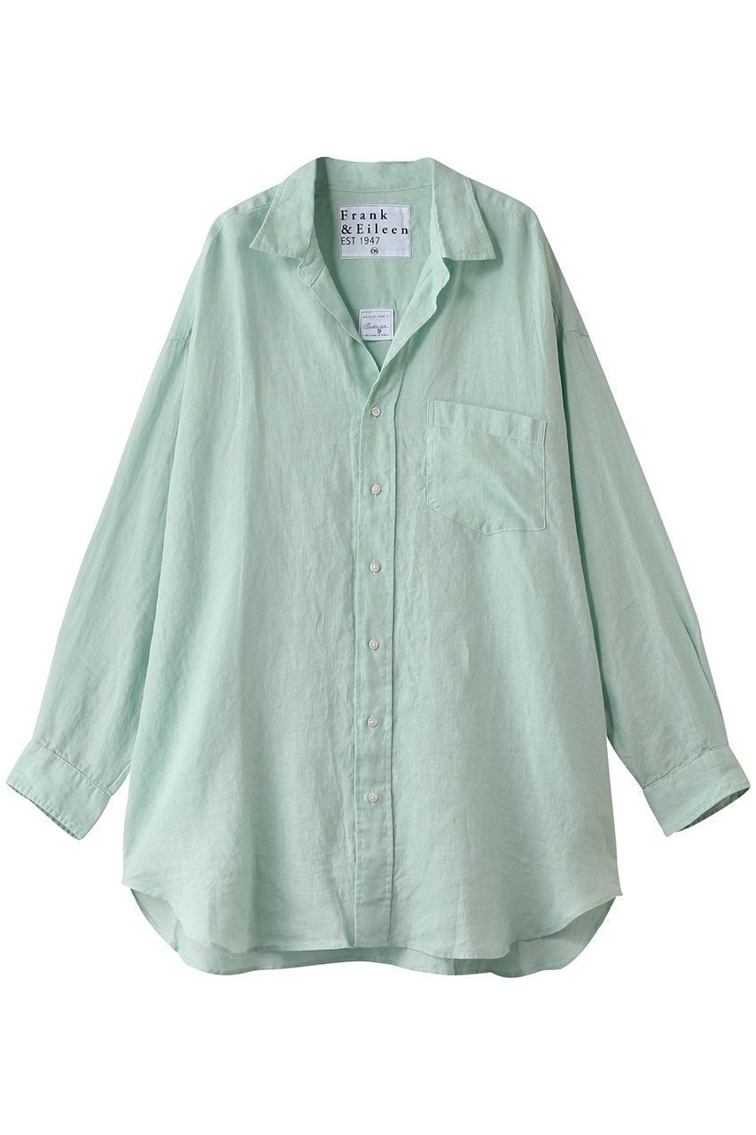 【フランク&アイリーン/Frank&Eileen】のMACKENZIE イタリアンリネン グリーンビッグシャツ インテリア・キッズ・メンズ・レディースファッション・服の通販 founy(ファニー) 　ファッション　Fashion　レディースファッション　Fashion for Women　トップス・カットソー　Cut & Sew Tops　シャツ・ブラウス・オフィスカジュアル　Elegant Blouses & Button-Ups　スリーブ　Sleeve, Long Sleeve / Short Sleeve　リネン　Linen, Linen Fabric　ロング　Long, Long-Length　夏　Summer　春　Spring　S/S・春夏　SS, Spring/Summer, Warm Season　羽織　Haori, Light Jacket　グリーン|ID: prp329100004456439 ipo3291000000032843884