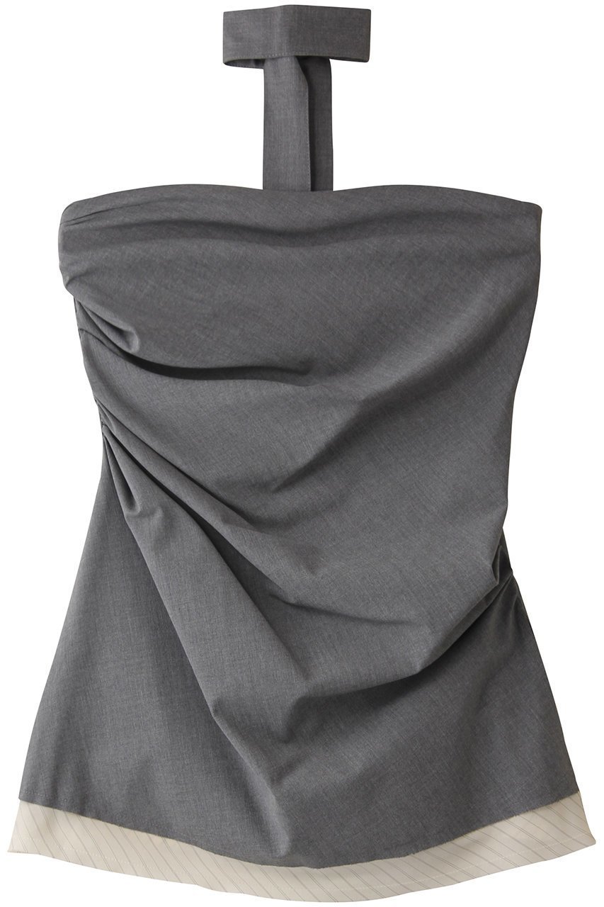 【プランク プロジェクト/PRANK PROJECT】のアシメドレーピングベアトップ / Asymmetrical Draping Bare Top インテリア・キッズ・メンズ・レディースファッション・服の通販 founy(ファニー) 　ファッション　Fashion　レディースファッション　Fashion for Women　トップス・カットソー　Cut & Sew Tops　キャミソール&ノースリーブ　Camisoles & Sleeveless Tops　シャツ・ブラウス・オフィスカジュアル　Elegant Blouses & Button-Ups　ウォッシャブル　Machine Washable　ストライプ　Stripe, Striped Pattern　ストレッチ　Stretch, Stretchy Fabric　タンク　Tank Top, Sleeveless Top　ノースリーブ　Sleeveless, No-Sleeve　夏　Summer　春　Spring　S/S・春夏　SS, Spring/Summer, Warm Season　GRY(グレー)|ID: prp329100004456440 ipo3291000000035957865