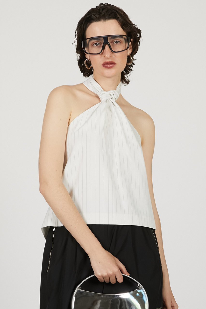 【プランク プロジェクト/PRANK PROJECT】のストライプツイストホルタートップ / Striped Twist Halter Top 人気、トレンドファッション・服の通販 founy(ファニー) 　ファッション　Fashion　レディースファッション　Fashion for Women　トップス・カットソー　Cut & Sew Tops　キャミソール&ノースリーブ　Camisoles & Sleeveless Tops　シャツ・ブラウス・オフィスカジュアル　Elegant Blouses & Button-Ups　おすすめ　Recommended / Our Picks　インナー　Innerwear　ウォッシャブル　Machine Washable　ストライプ　Stripe, Striped Pattern　タンク　Tank Top, Sleeveless Top　ツイスト　Tweed, Tweed Fabric　デニム　Denim, Jeans Material　ノースリーブ　Sleeveless, No-Sleeve　パッチ　Patch, Appliqué　リボン　Ribbon, Bow　夏　Summer　other-8|ID: prp329100004456442 ipo3291000000036070645