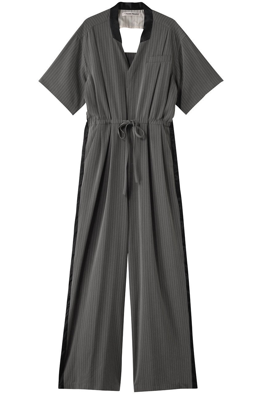 【プランク プロジェクト/PRANK PROJECT】のオープンバックジャンプスーツ / Open Back Jumpsuit インテリア・キッズ・メンズ・レディースファッション・服の通販 founy(ファニー) 　ファッション　Fashion　レディースファッション　Fashion for Women　バッグ　Bags　パンツ　Pants & Trousers　サテン　Satin, Glossy Fabric　ストライプ　Stripe, Striped Pattern　ドローストリング　Drawstring, Pull Cord　リラックス　Relax, Relaxed Fit　ワッシャー　Washer, Crinkled Finish　GRY(グレー)|ID: prp329100004456444 ipo3291000000032966939