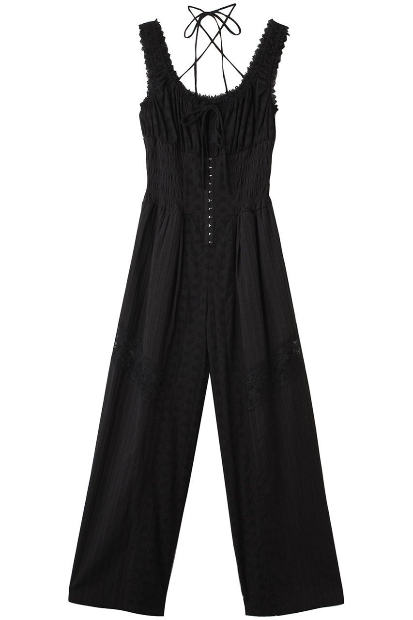 【プランク プロジェクト/PRANK PROJECT】のコットンレースジャンプスーツ / Cotton Lace Jumpsuit インテリア・キッズ・メンズ・レディースファッション・服の通販 founy(ファニー) 　ファッション　Fashion　レディースファッション　Fashion for Women　パンツ　Pants & Trousers　シャーリング　Shirring, Ruched　ミックス　Mix, Mixed Style　リラックス　Relax, Relaxed Fit　レース　Lace, Lace Fabric　今季　This Season, Current Season　BLK(ブラック)|ID: prp329100004456446 ipo3291000000032900903