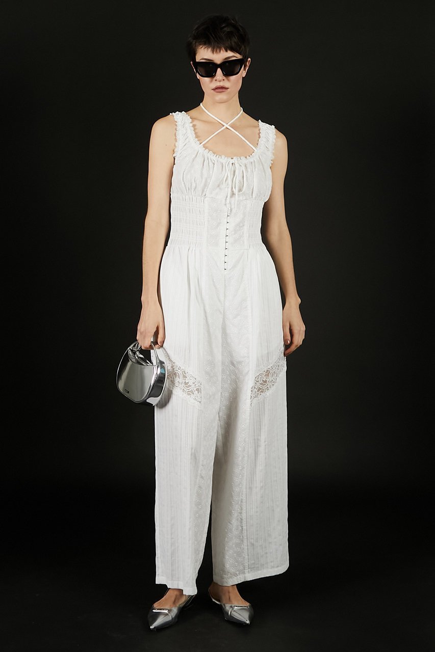【プランク プロジェクト/PRANK PROJECT】のコットンレースジャンプスーツ / Cotton Lace Jumpsuit 人気、トレンドファッション・服の通販 founy(ファニー) 　ファッション　Fashion　レディースファッション　Fashion for Women　パンツ　Pants & Trousers　シャーリング　Shirring, Ruched　ミックス　Mix, Mixed Style　リラックス　Relax, Relaxed Fit　レース　Lace, Lace Fabric　今季　This Season, Current Season　other-2|ID: prp329100004456446 ipo3291000000032900905