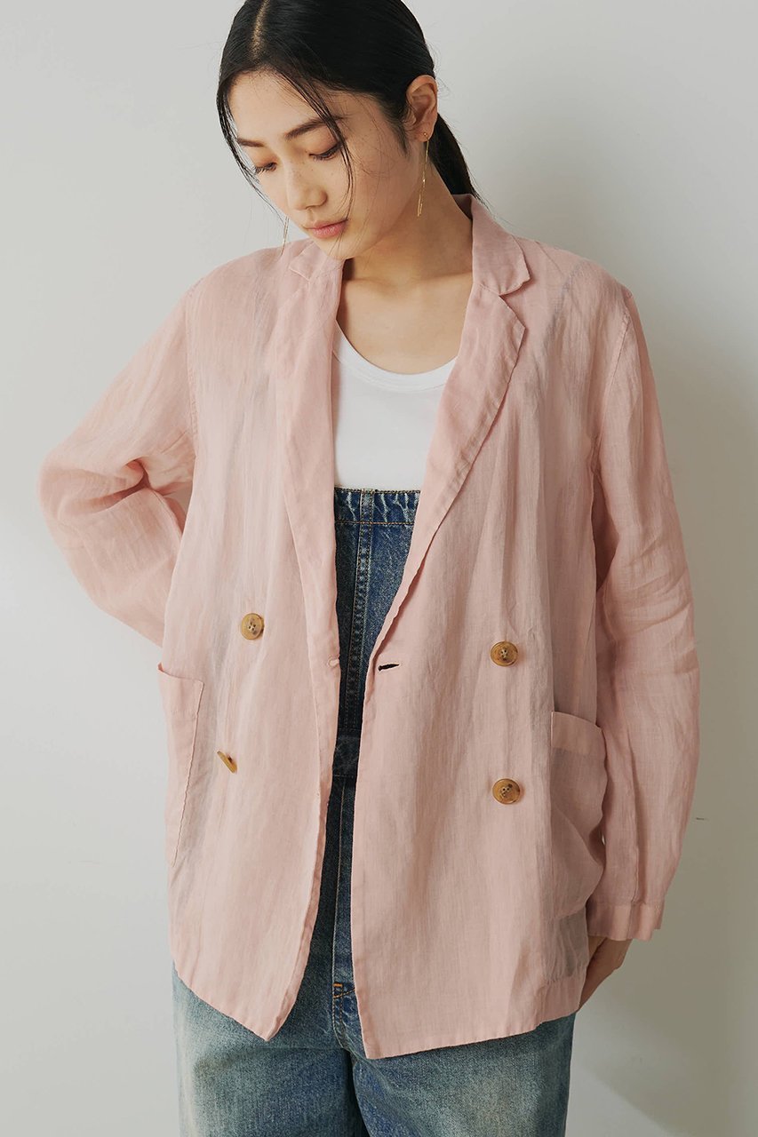 【ウィムガゼット/Whim Gazette】のラミーダブルジャケット インテリア・キッズ・メンズ・レディースファッション・服の通販 founy(ファニー) 　ファッション　Fashion　レディースファッション　Fashion for Women　アウター　Coat / Outerwear Collection　レディースジャケット・軽アウター　Jackets　シアー　Sheer, See-Through　ジャケット　Jacket, Outerwear　ミドル　Middle Length, Mid Height　エレガント 上品　Elegant　夏　Summer　定番　Standard, Basic Item　春　Spring　S/S・春夏　SS, Spring/Summer, Warm Season　ピンク|ID: prp329100004457630 ipo3291000000032809234