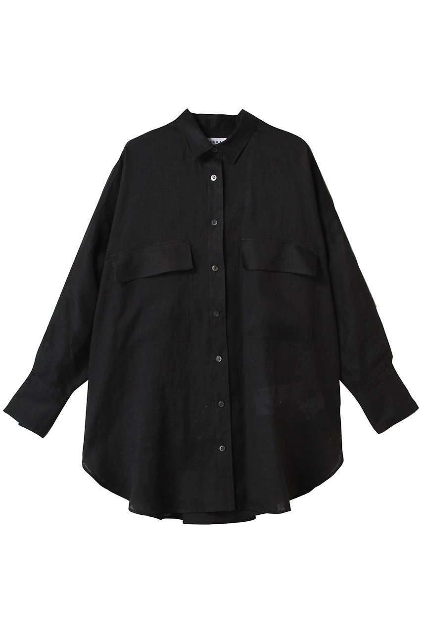 【サクラ/SACRA】のゼファーリネンクロスシャツ インテリア・キッズ・メンズ・レディースファッション・服の通販 founy(ファニー) 　ファッション　Fashion　レディースファッション　Fashion for Women　トップス・カットソー　Cut & Sew Tops　シャツ・ブラウス・オフィスカジュアル　Elegant Blouses & Button-Ups　スリーブ　Sleeve, Long Sleeve / Short Sleeve　ロング　Long, Long-Length　エレガント 上品　Elegant　今季　This Season, Current Season　夏　Summer　ブラック|ID: prp329100004457645 ipo3291000000032808550
