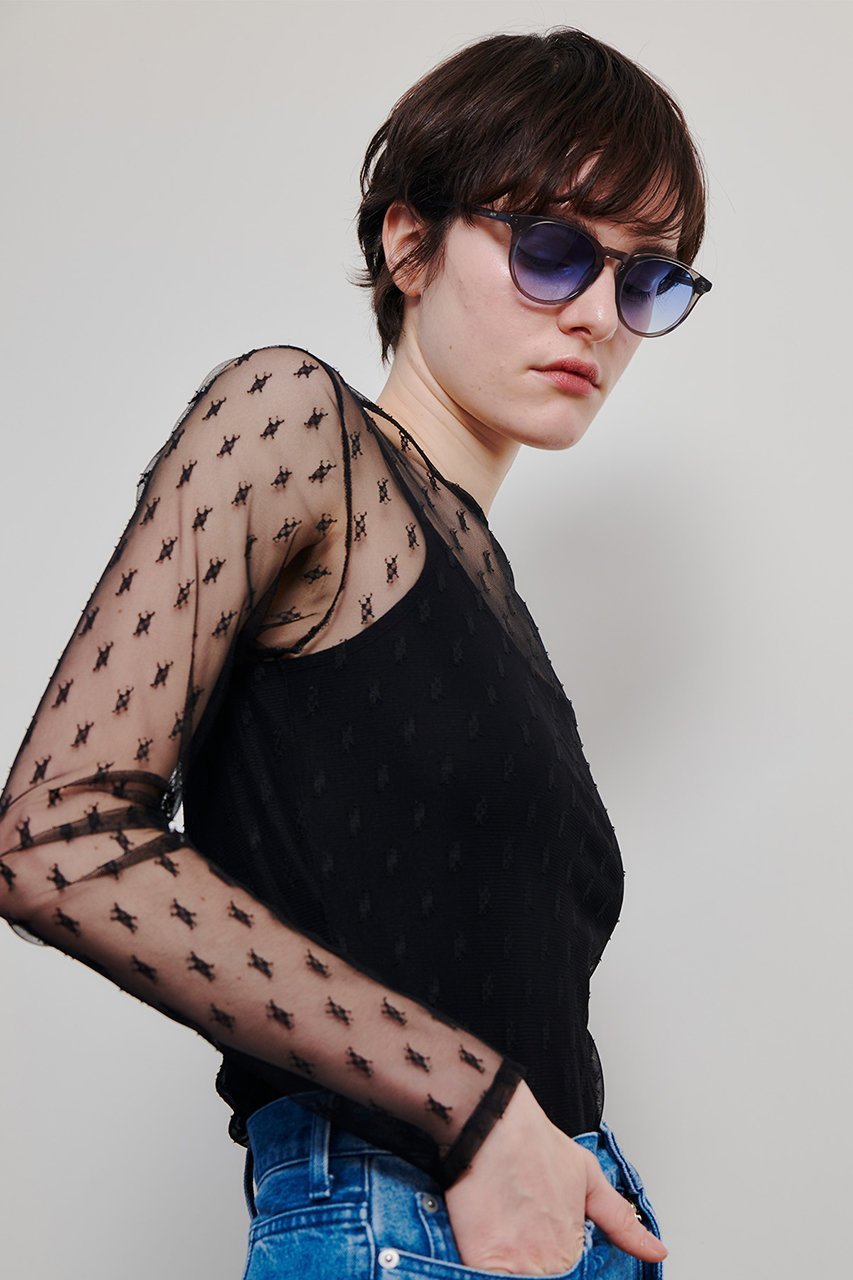 【アルアバイル/allureville】の幾何柄チュールトップス 人気、トレンドファッション・服の通販 founy(ファニー) 　ファッション　Fashion　レディースファッション　WOMEN　トップス・カットソー　Tops/Tshirt　シャツ/ブラウス　Shirts/Blouses　ロング / Tシャツ　T-Shirts　カットソー　Cut and Sewn　キャミソール　Camisole　シンプル　Simple　スリーブ　Sleeve　タンク　Tank　チュール　Tulle　トレンド　Trend　フィット　Fit　フェミニン　Feminine　ロング　Long　夏　Summer　春　Spring　S/S・春夏　Ss・Spring/Summer　other-6|ID: prp329100004457650 ipo3291000000031617485