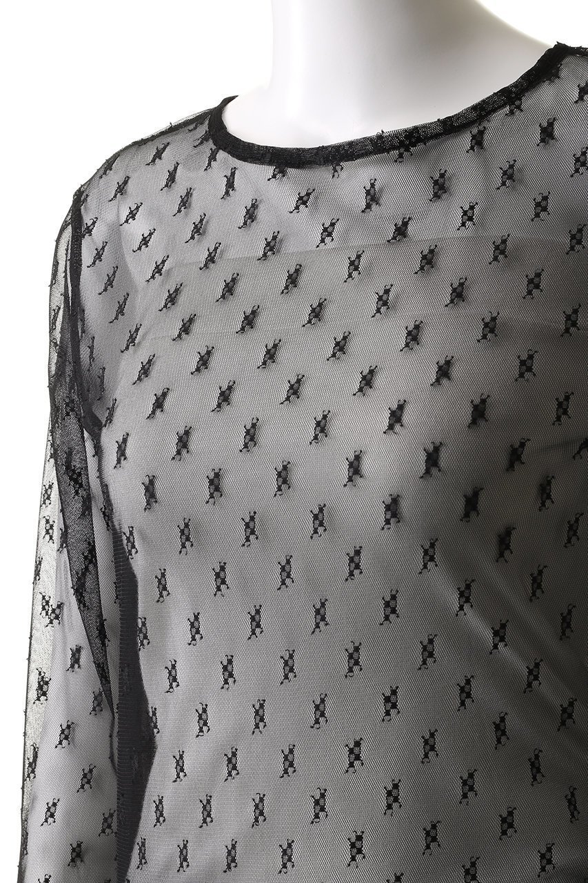 【アルアバイル/allureville】の幾何柄チュールトップス 人気、トレンドファッション・服の通販 founy(ファニー) 　ファッション　Fashion　レディースファッション　Fashion for Women　トップス・カットソー　Cut & Sew Tops　シャツ・ブラウス・オフィスカジュアル　Elegant Blouses & Button-Ups　ロングTシャツ・Tシャツ　Longline T-Shirts & Tees　カットソー・ベーシックTシャツ　Cut-and-Sewn Tops / Stretch Tees & Basics　キャミソール　Camisole, Spaghetti Strap Top　シンプル　Simple, Minimal　スリーブ　Sleeve, Long Sleeve / Short Sleeve　タンク　Tank Top, Sleeveless Top　チュール　Tulip, Tulip Motif　トレンド　Trend, Trending Now　フィット　Fit, Slim Fit　フェミニン　Feminine, Girly　ロング　Long, Long-Length　再入荷　Restock / Back in Stock　夏　Summer　春　Spring　S/S・春夏　SS, Spring/Summer, Warm Season　other-5|ID: prp329100004457650 ipo3291000000032706941
