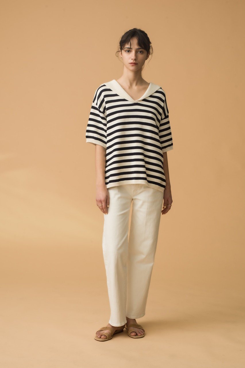 【デミーリー/DEMYLEE】のJANE STRIPE ソフトコットン セーラーカラーニットトップ 人気、トレンドファッション・服の通販 founy(ファニー) 　ファッション　Fashion　レディースファッション　WOMEN　トップス・カットソー　Tops/Tshirt　ニット　Knit Tops　プルオーバー　Pullover　おすすめ　Recommend　フェミニン　Feminine　ボーダー　Border　エレガント 上品　Elegant　夏　Summer　other-6|ID: prp329100004457658 ipo3291000000031323774
