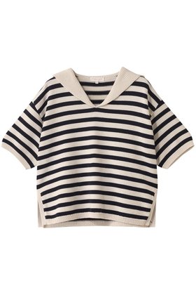 【デミーリー/DEMYLEE】のJANE STRIPE ソフトコットン セーラーカラーニットトップ 人気、トレンドファッション・服の通販 founy(ファニー) ファッション Fashion レディースファッション Fashion for Women トップス・カットソー Cut & Sew Tops ニット Knit Tops & Sweaters カジュアルプルオーバー・ニットトップス Pullovers & Knit Tops / Casual Pullovers おすすめ Recommended / Our Picks フェミニン Feminine, Girly ボーダー Border, Stripe エレガント 上品 Elegant 夏 Summer |ID:prp329100004457658