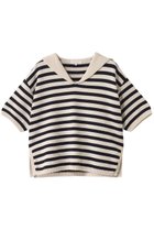【デミーリー/DEMYLEE】のJANE STRIPE ソフトコットン セーラーカラーニットトップ ネイビー|ID:prp329100004457658