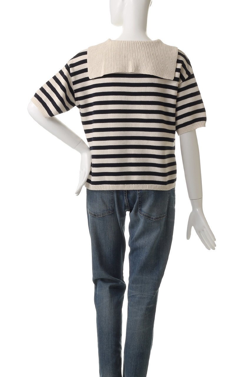 【デミーリー/DEMYLEE】のJANE STRIPE ソフトコットン セーラーカラーニットトップ 人気、トレンドファッション・服の通販 founy(ファニー) 　ファッション　Fashion　レディースファッション　Fashion for Women　トップス・カットソー　Cut & Sew Tops　ニット　Knit Tops & Sweaters　カジュアルプルオーバー・ニットトップス　Pullovers & Knit Tops / Casual Pullovers　おすすめ　Recommended / Our Picks　フェミニン　Feminine, Girly　ボーダー　Border, Stripe　エレガント 上品　Elegant　夏　Summer　other-4|ID: prp329100004457658 ipo3291000000032811987