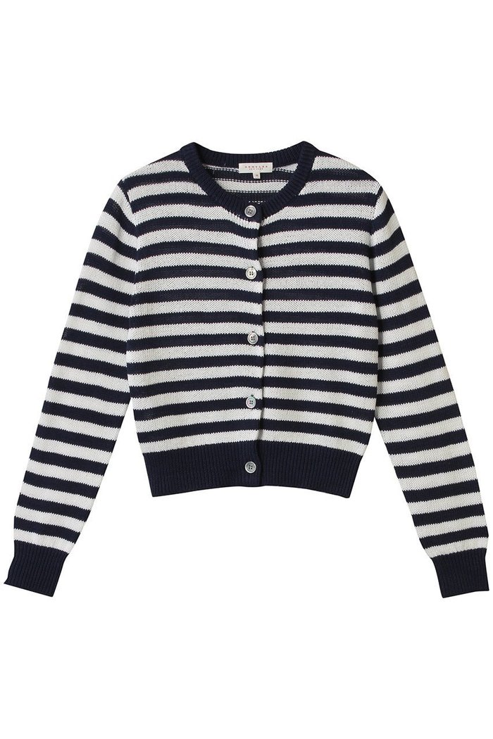 【デミーリー/DEMYLEE】のSAVANNAH STRIPE マーセライズドコットン クルーネック カーディガン インテリア・キッズ・メンズ・レディースファッション・服の通販 founy(ファニー) https://founy.com/ ファッション Fashion レディースファッション Fashion for Women トップス・カットソー Cut & Sew Tops ニット Knit Tops & Sweaters カーディガン・羽織り Layered Style Cardigans おすすめ Recommended / Our Picks カーディガン Cardigan, Knitwear コンパクト Compact, Small Size ストライプ Stripe, Striped Pattern エレガント 上品 Elegant 夏 Summer 春 Spring S/S・春夏 SS, Spring/Summer, Warm Season |ID: prp329100004457660 ipo3291000000032934991