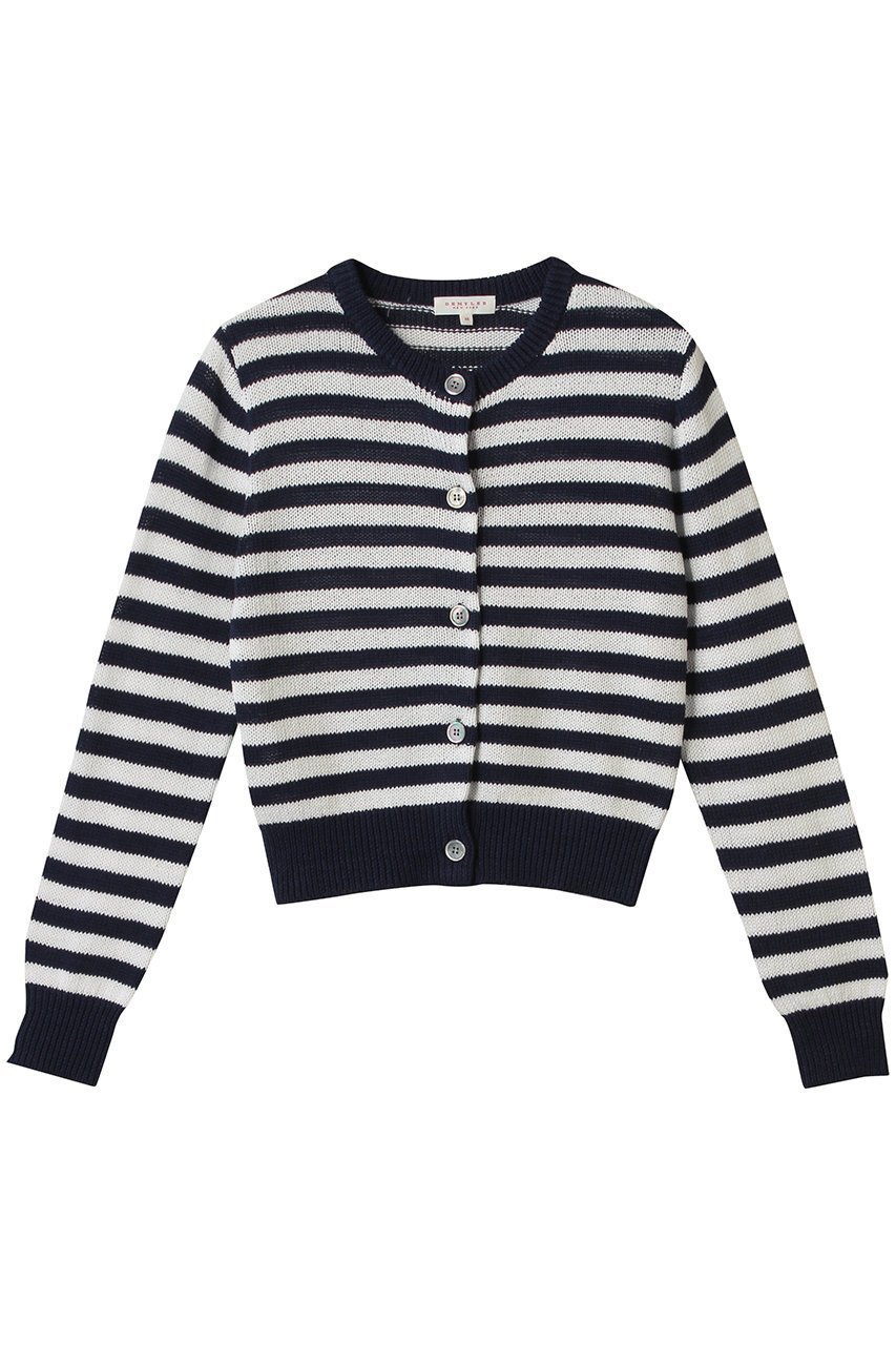 【デミーリー/DEMYLEE】のSAVANNAH STRIPE マーセライズドコットン クルーネック カーディガン 人気、トレンドファッション・服の通販 founy(ファニー) 　ファッション　Fashion　レディースファッション　Fashion for Women　トップス・カットソー　Cut & Sew Tops　ニット　Knit Tops & Sweaters　カーディガン・羽織り　Layered Style Cardigans　おすすめ　Recommended / Our Picks　カーディガン　Cardigan, Knitwear　コンパクト　Compact, Small Size　ストライプ　Stripe, Striped Pattern　エレガント 上品　Elegant　夏　Summer　春　Spring　S/S・春夏　SS, Spring/Summer, Warm Season　 other-1|ID: prp329100004457660 ipo3291000000032934991