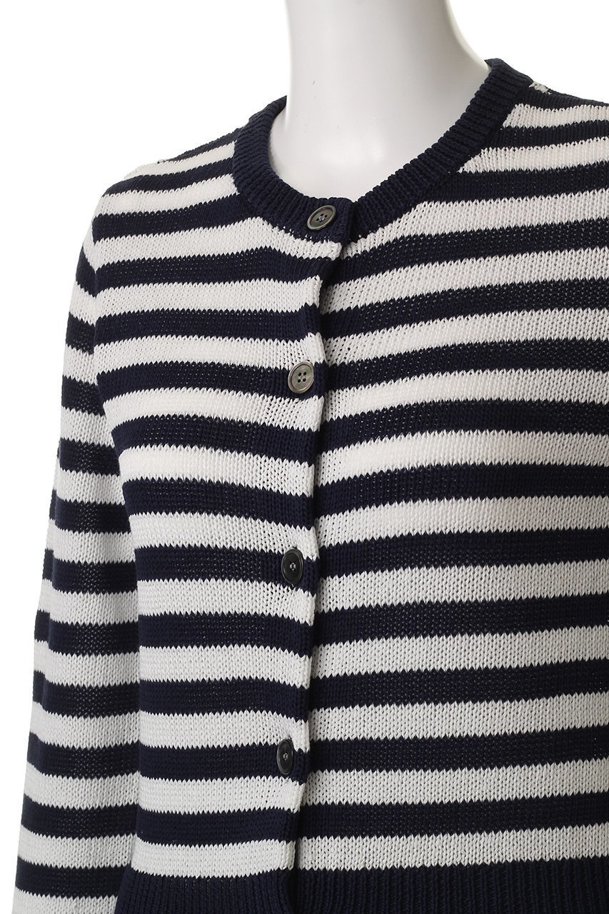 【デミーリー/DEMYLEE】のSAVANNAH STRIPE マーセライズドコットン クルーネック カーディガン 人気、トレンドファッション・服の通販 founy(ファニー) 　ファッション　Fashion　レディースファッション　Fashion for Women　トップス・カットソー　Cut & Sew Tops　ニット　Knit Tops & Sweaters　カーディガン・羽織り　Layered Style Cardigans　おすすめ　Recommended / Our Picks　カーディガン　Cardigan, Knitwear　コンパクト　Compact, Small Size　ストライプ　Stripe, Striped Pattern　エレガント 上品　Elegant　夏　Summer　春　Spring　S/S・春夏　SS, Spring/Summer, Warm Season　other-5|ID: prp329100004457660 ipo3291000000032935028
